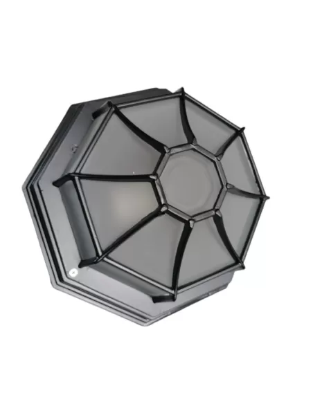 Black octagonal ceiling light E27 with satin glass grid for ceiling and wall